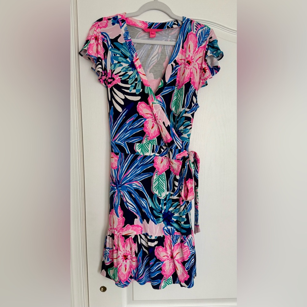 Lilly Pulitzer Tropical Floral Mini Dress - Pink and Blue